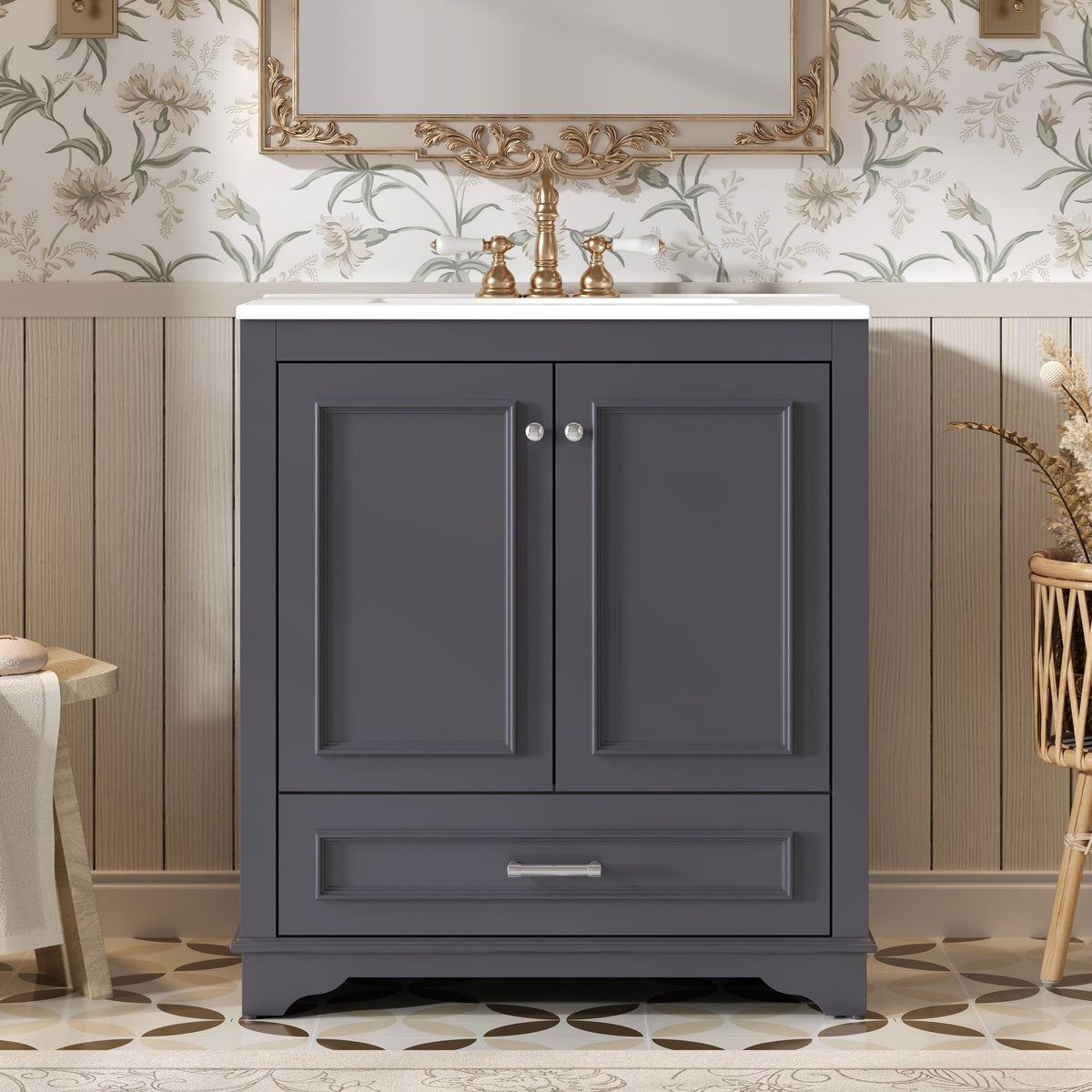 Bathroom Vanity With Sink, Cabinet & 2 Soft Closing Doors & Adjustable Shelf, photo 6 of 28