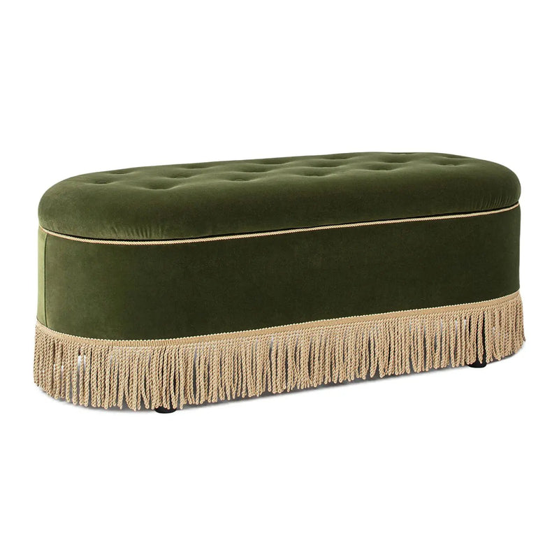 Melinda - Oval Tufted Bullion Fringe Storage Bench by Unique Piece Furniture