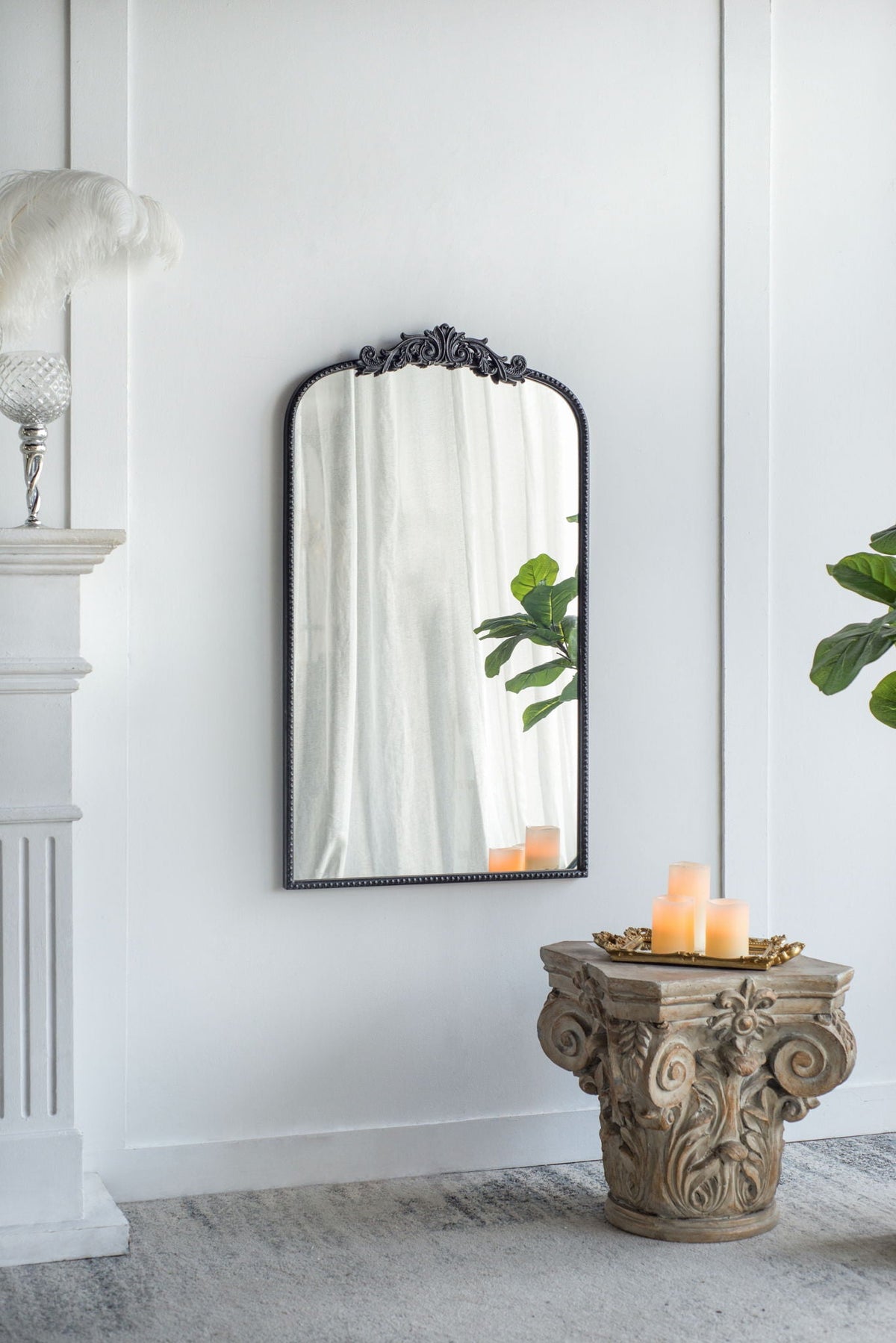 Baroque Inspired Arch Wall Mirror with Ornate Design - Gold or Black, photo 13 of 40