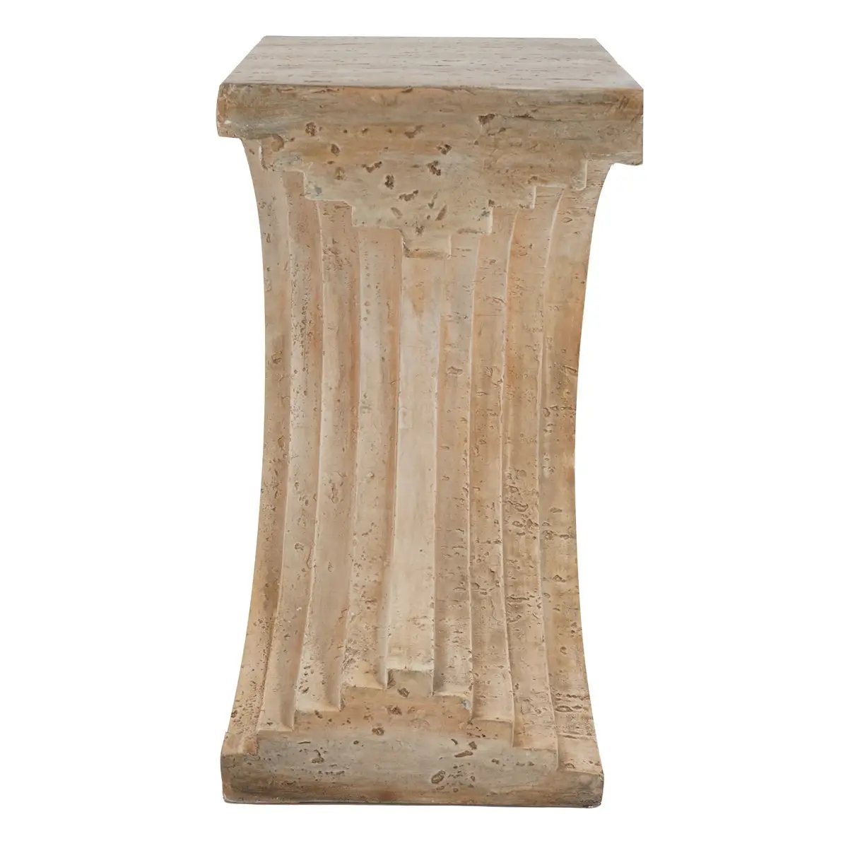 16.3x12.2x22.6 Modern Sculptural Arched Side Table with Faux Travertine Finish by HouseOfZazla