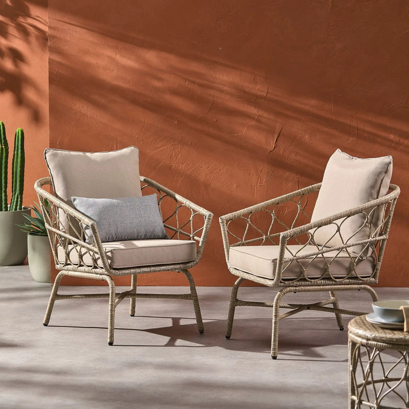 Bruce Outdoor Club Chair Set with Water Resistant Cushions by HouseOfZazla