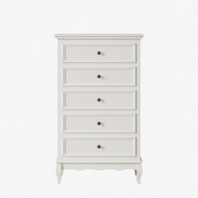5 Drawer Tall Wide Chest Of Drawers - White by HouseOfZazla