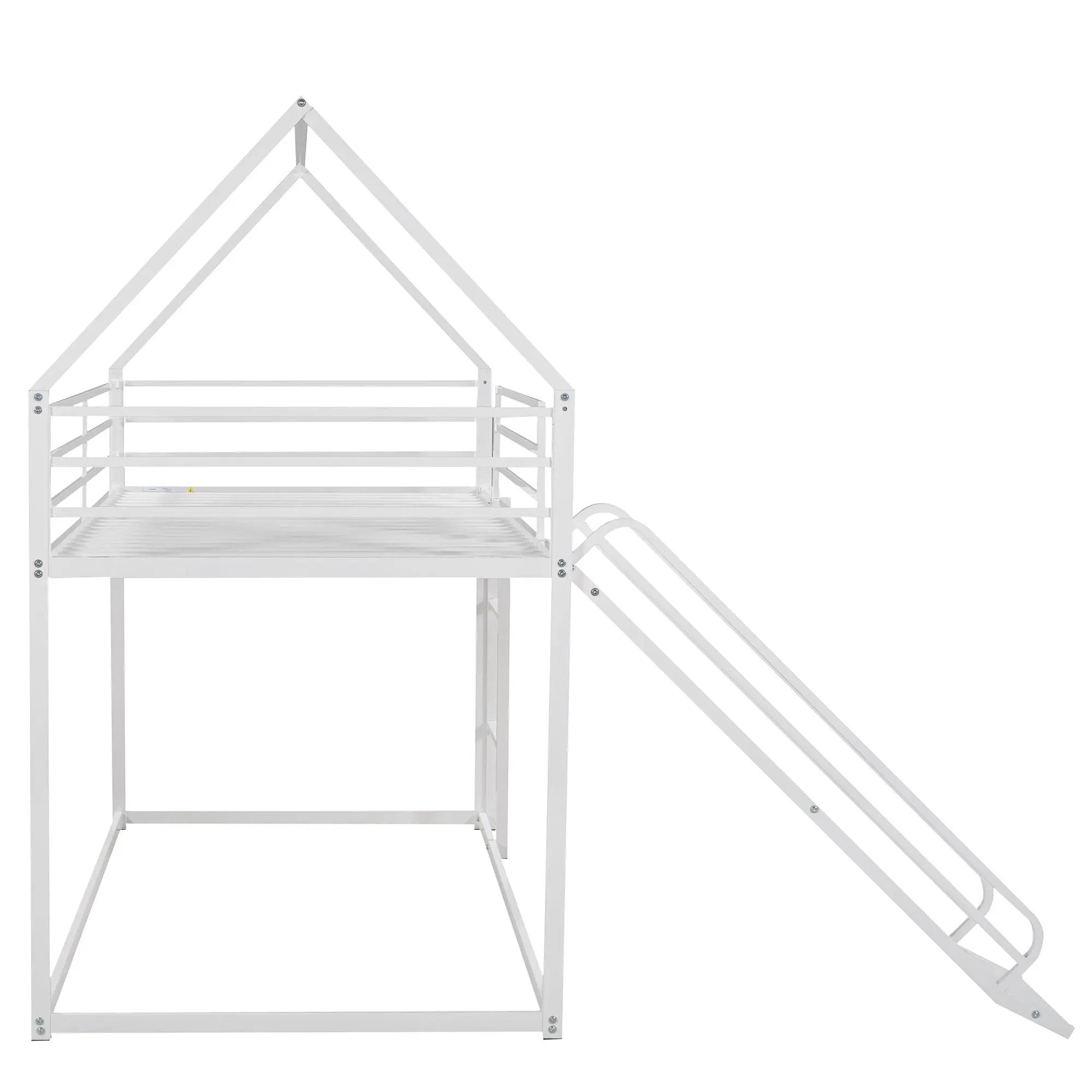 Twin Over Twin House Bunk Bed With Ladder And Slide by Unique Piece Furniture