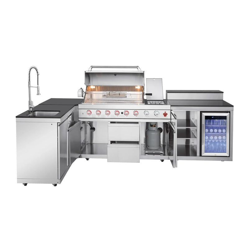 Outdoor Kitchen Island with 6+1 Burner Propane Gas BBQ Grill by HouseOfZazla