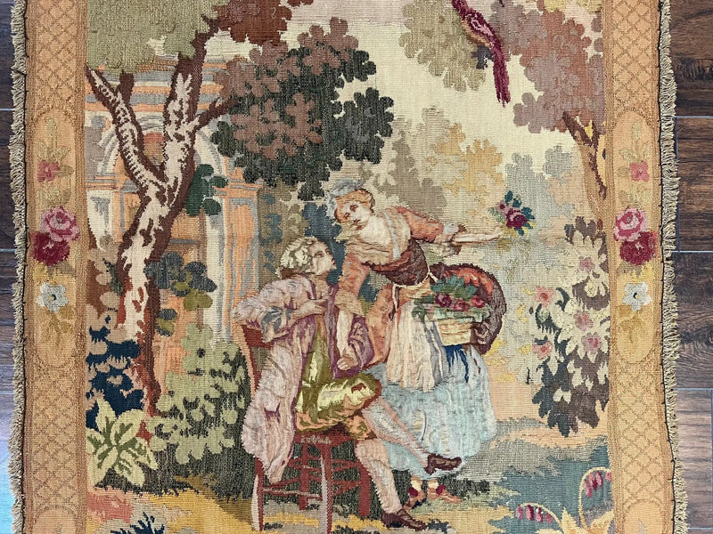 Antique Tapestry 3x4, European French Tapestry, Hand Loomed Victorian Tapestry, Vintage Wool Tapestry 3 x 4 ft by Jewel Rugs