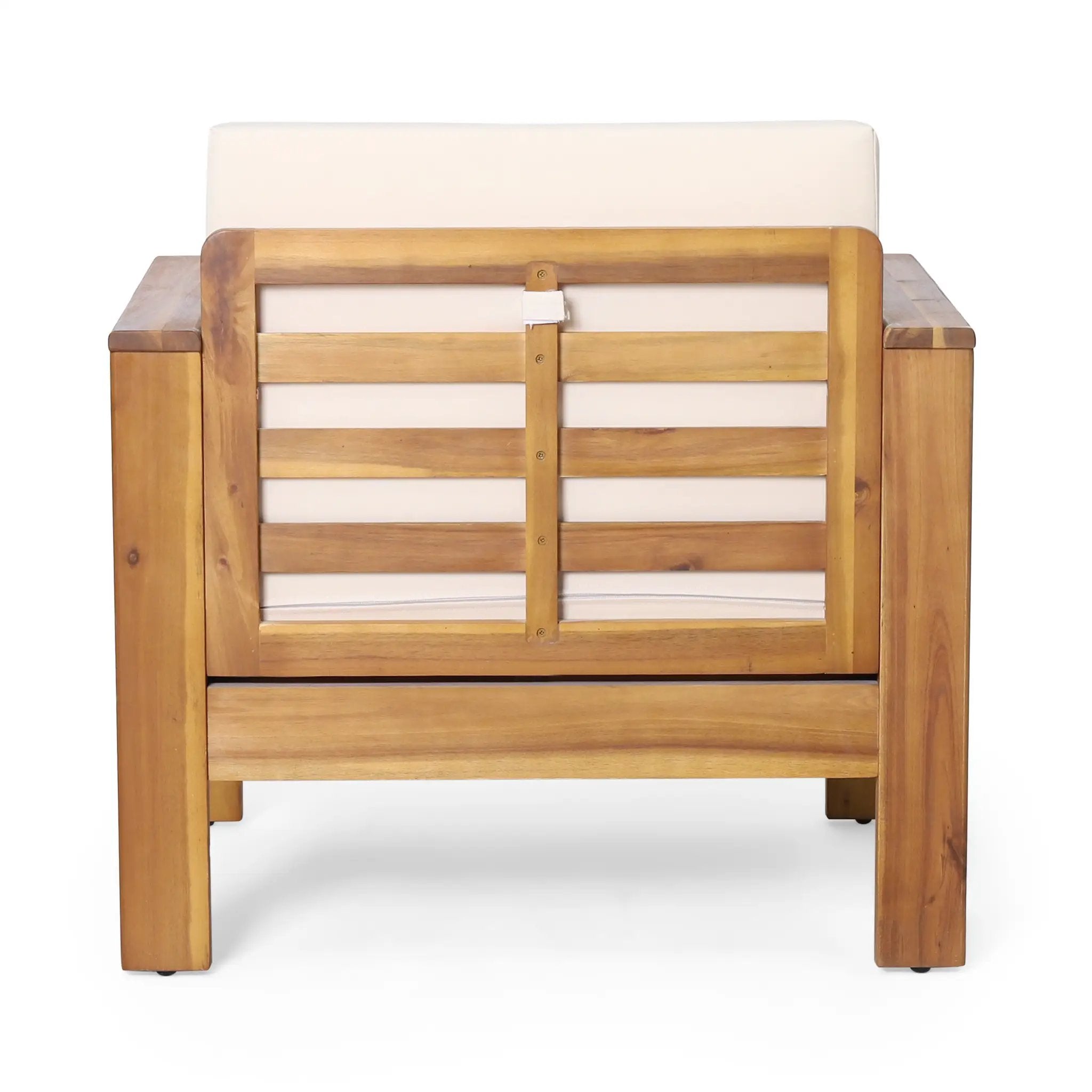 Set of 2 Outdoor Acacia Wood Club Chairs with Cushions by HouseOfZazla