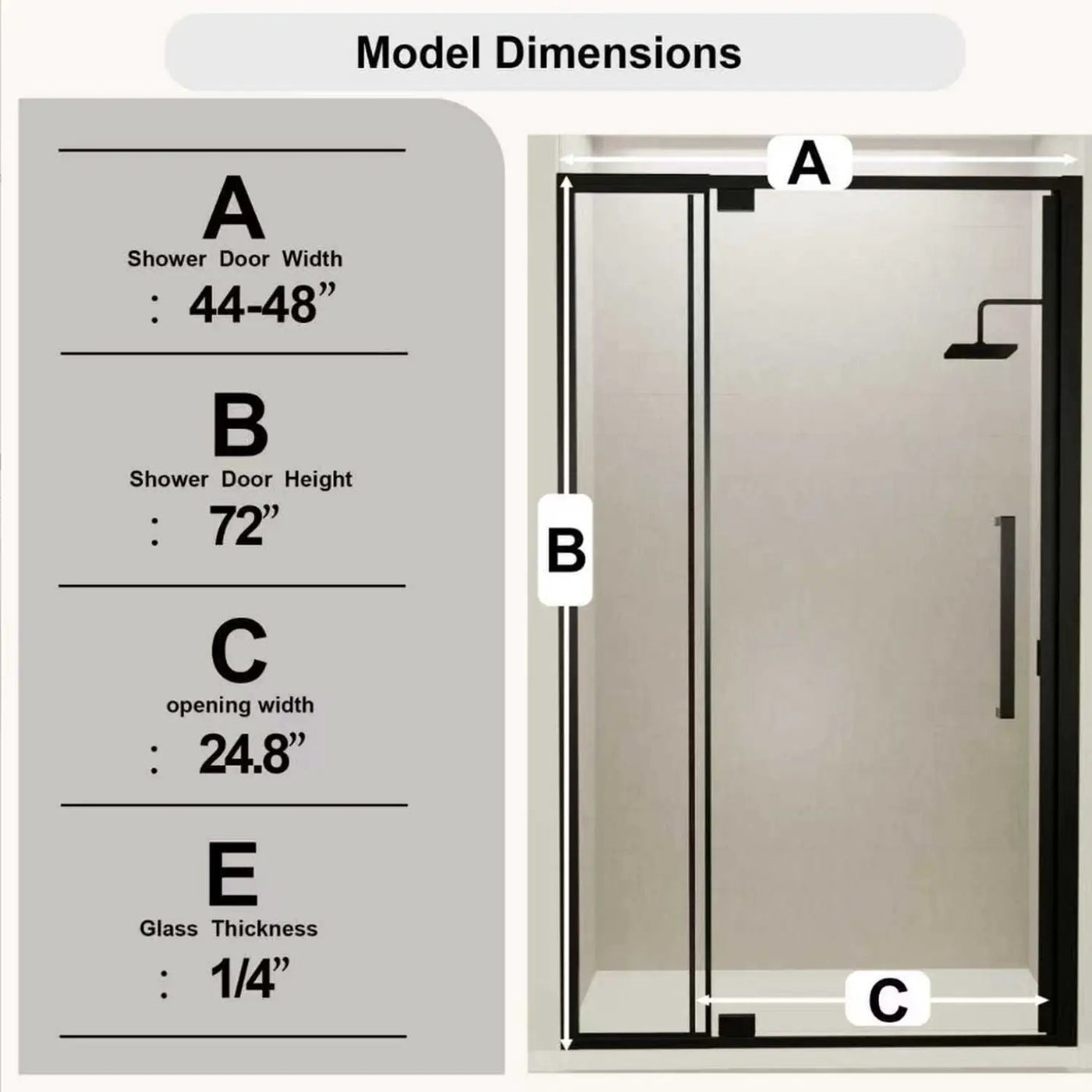Semi Frameless Pivot Hinged Shower Door, Reversible Design by HouseOfZazla
