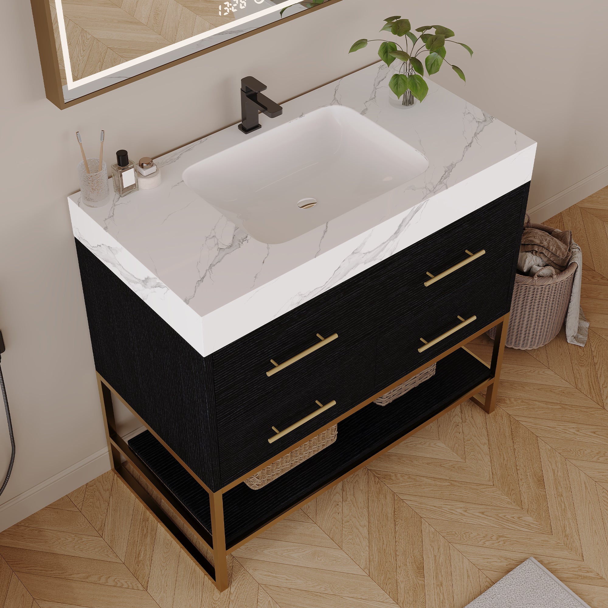 36" Artificial Stone Bathroom Vanity with Ceramic Sink by HouseOfZazla