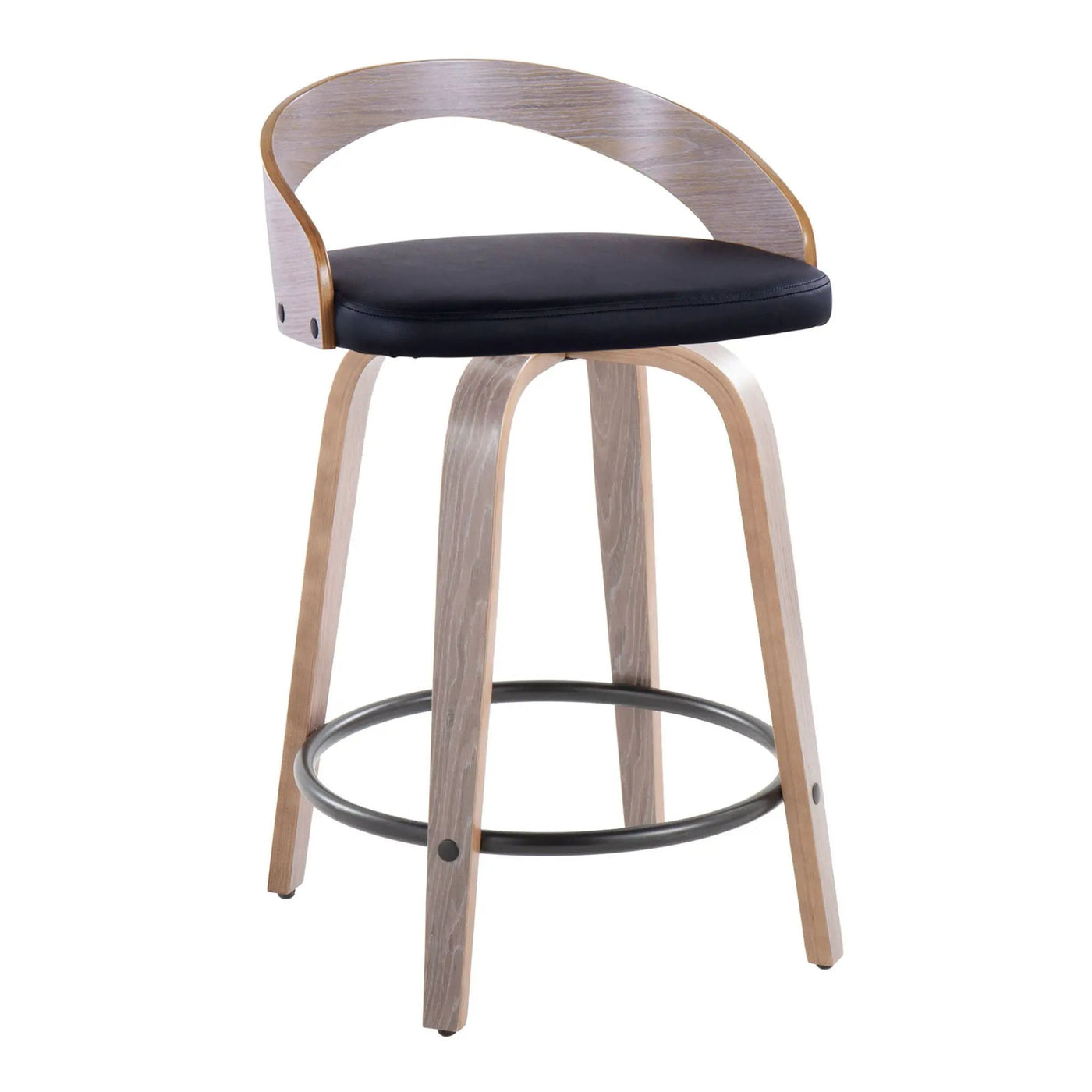 Grotto - Contemporary Fixed Height Counter Stool & Swivel With Round Footrest (Set of 2) by HouseOfZazla