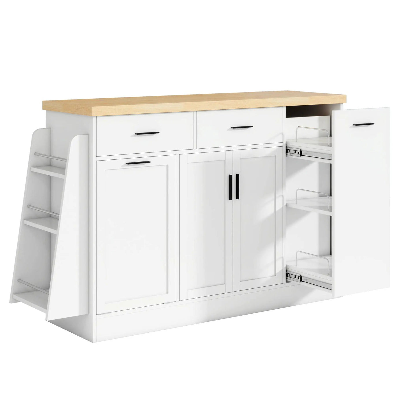Kitchen Sideboard With Sliding Door Cabinet, 3 Tier Spice Rack by HouseOfZazla