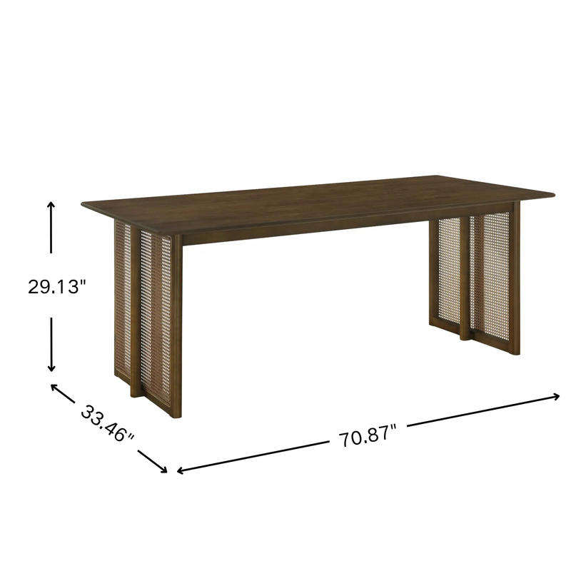 Walnut-Colored Rubber Wood Dining Set with Plastic Rattan by HouseOfZazla