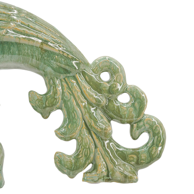 Ceramic Peacock Sculpture with Lustrous Glaze - 14 Inch, photo 6 of 8