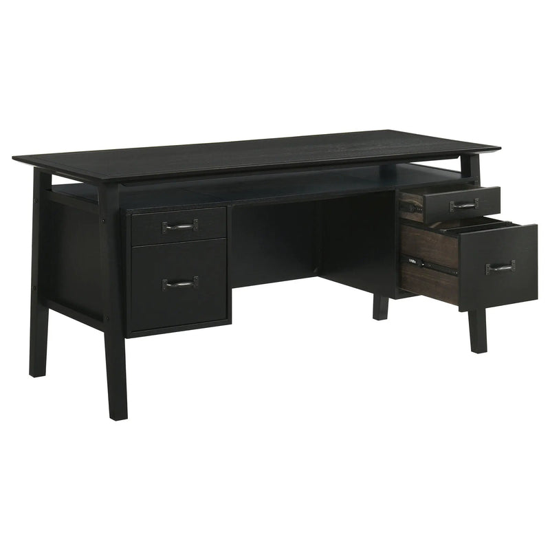 Goodson 64-inch 4-Drawer Double Pedestal Computer Desk Black by Unique Piece Furniture