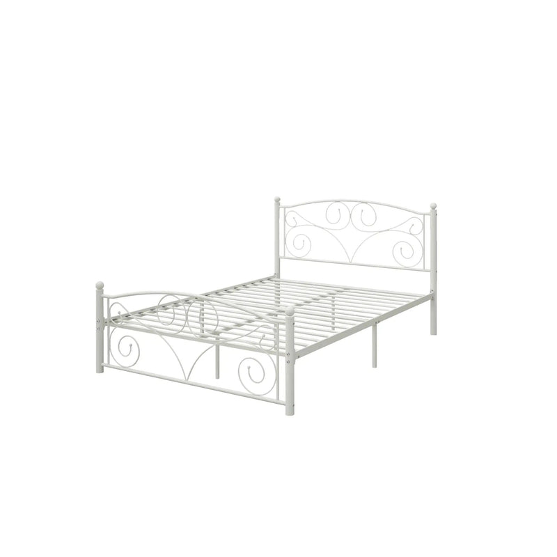 Full Size Unique Flower Sturdy System Metal Bed Frame with Headboard by HouseOfZazla