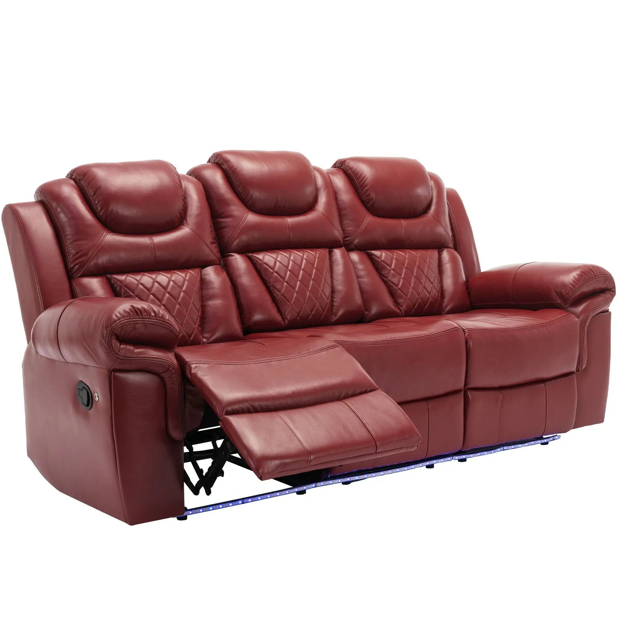 3 Pieces Recliner Sofa Sets Home Theater Seating Manual Recliner Chair With Center Console And LED Light Strip For Living Room by HouseOfZazla