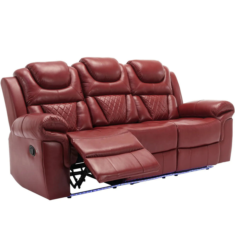 Home Theater Seating Manual Recliner Chair With Center Console And Led Light Strip For Living Room by HouseOfZazla