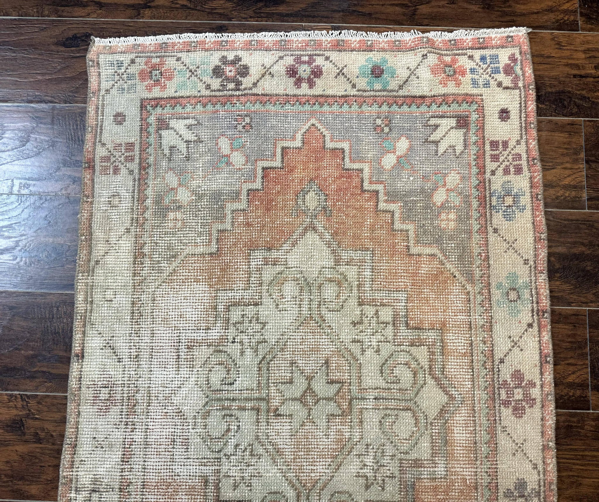 Antique Turkish Runner Rug 3 x 9.6, Farmhouse Rug, Geometric Runner, Handmade, Vintage Rug for Modern Home by Jewel Rugs