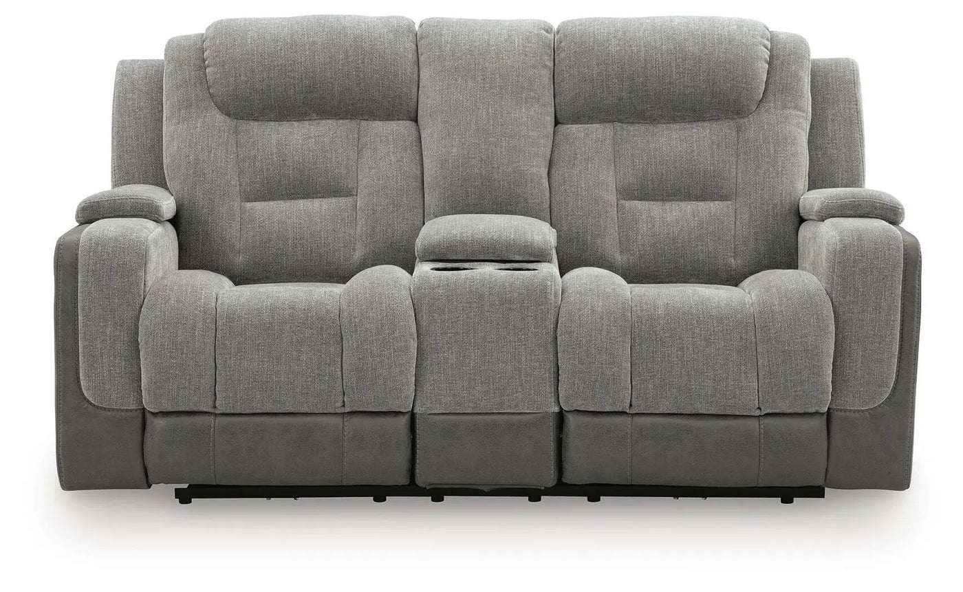 Mixed Motion - Power Reclining Loveseat With Console / Adjustable Headrest by Unique Piece Furniture