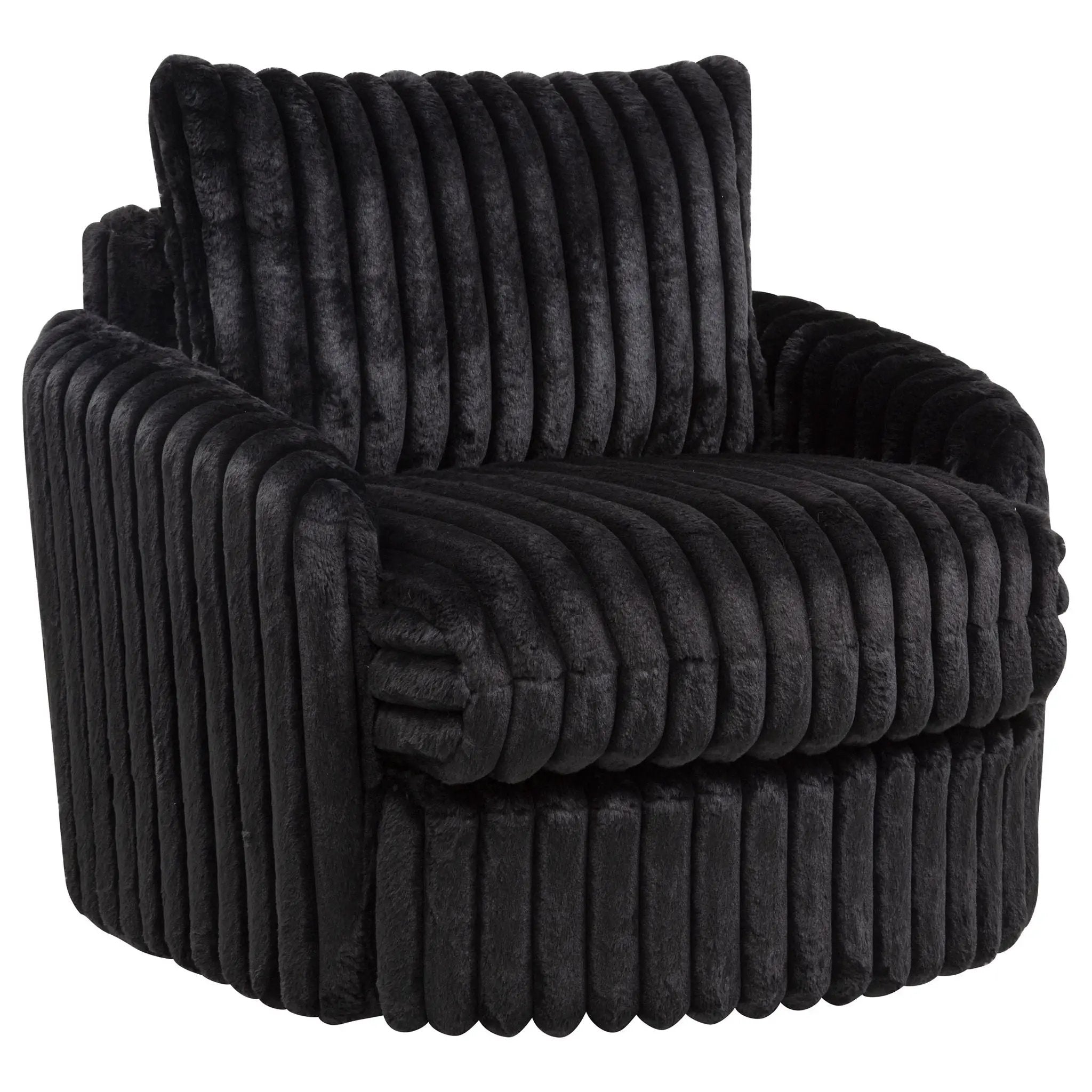 Sarco Corduroy Upholstered Swivel Accent Arm Chair Black by Unique Piece Furniture