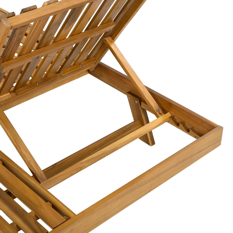 Acacia Wood Adjustable Lounge Chair, Teak Finish by HouseOfZazla