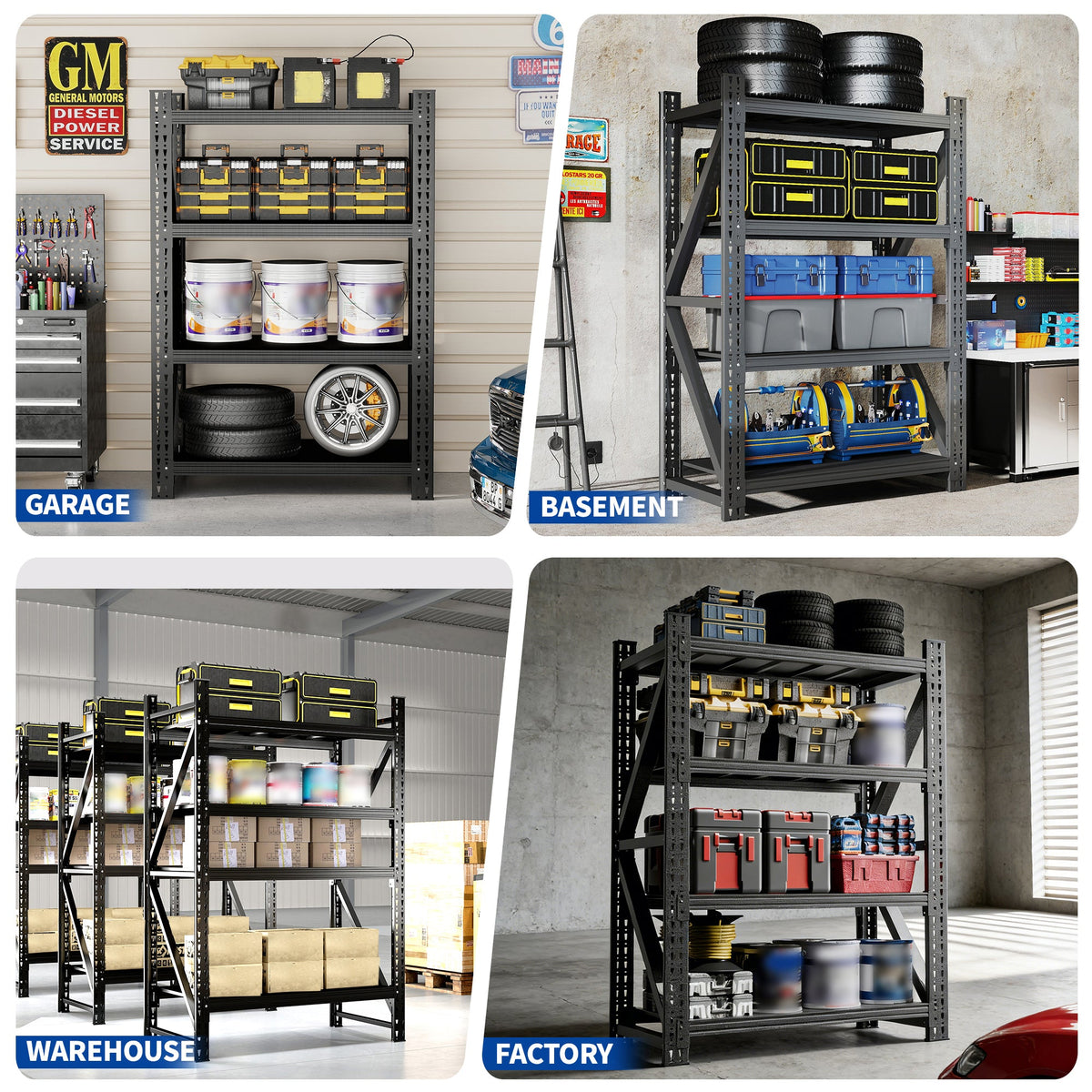 Heavy Duty Metal Adjustable Garage Shelves with 4000lbs Capacity - Black, photo 5 of 10
