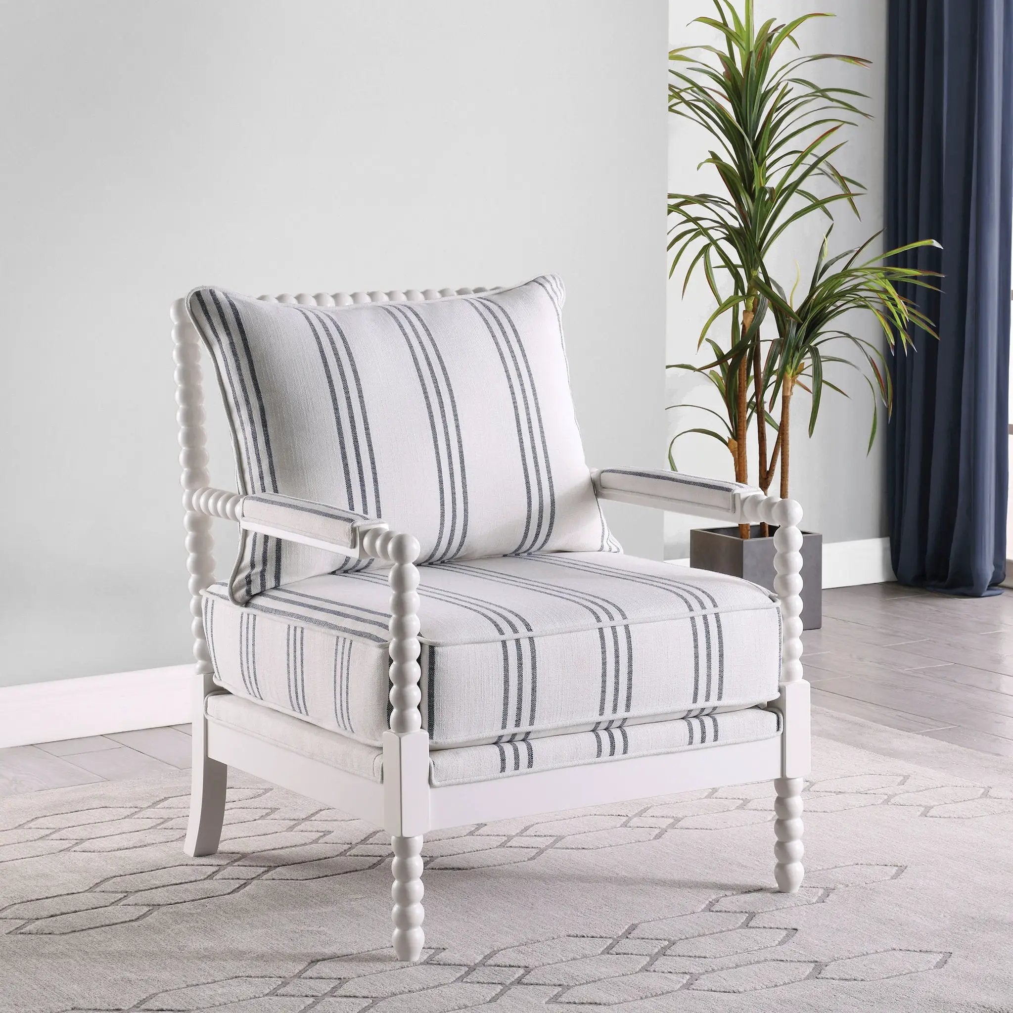 Blanchett Upholstered Bobbin Accent Chair White by Unique Piece Furniture