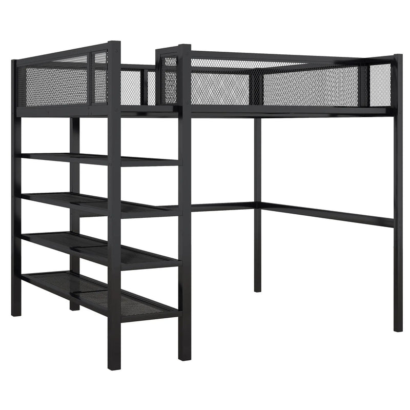 Loft Bed With 4 Tier Shelves And Storage by HouseOfZazla