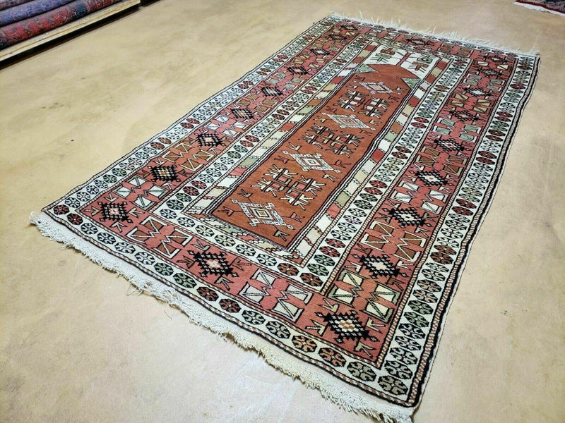 4' X 7' Antique Handmade Turkish Melas Oushak Wool Rug by Jewel Rugs