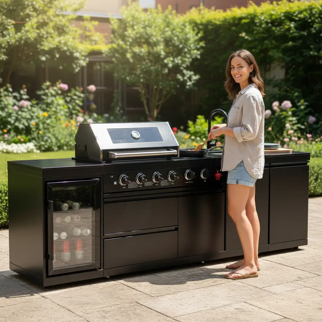 4-Burner Deluxe Stainless Steel Propane Gas Outdoor Kitchen Barbecue Island Grill by HouseOfZazla