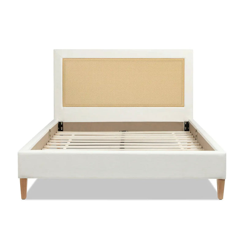Haley - Upholstered Cane Back Platform Bed by HouseOfZazla