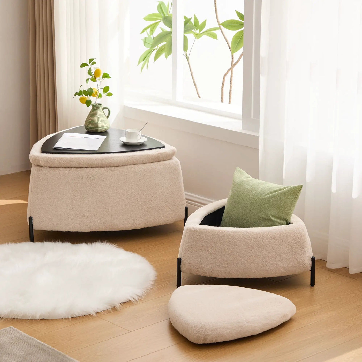 Upholstered Storage Ottoman Set With Reversible Lid by Unique Piece Furniture