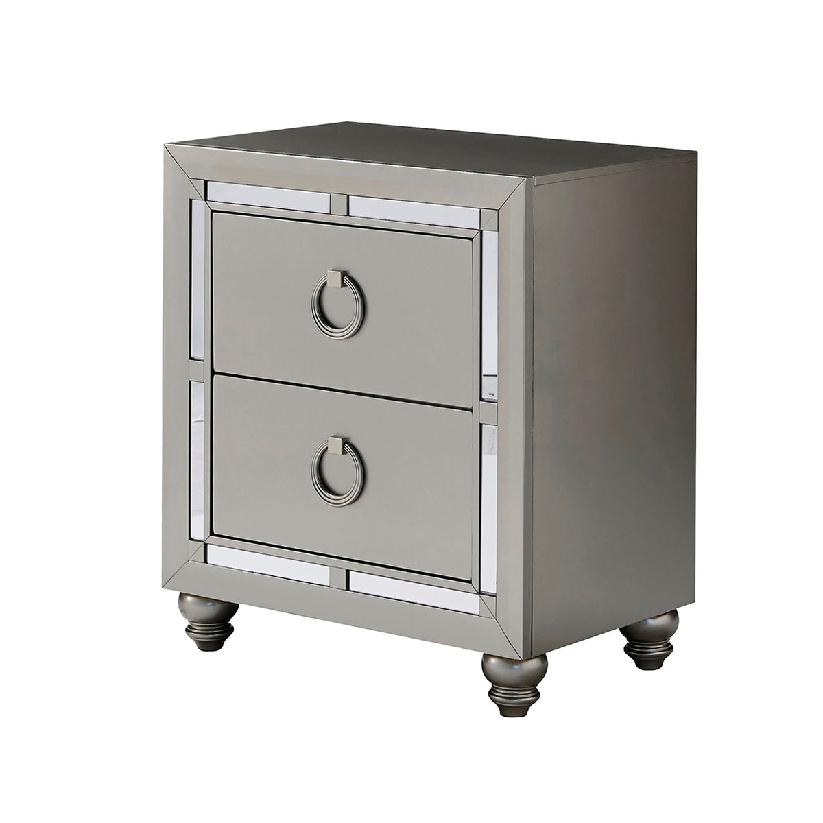 Gemstone Silver Nightstand with Mirror Accents - Chloe, photo 2 of 7