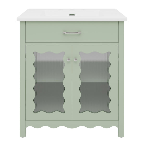 Modern Bathroom Vanity With Tempered Glass Doors