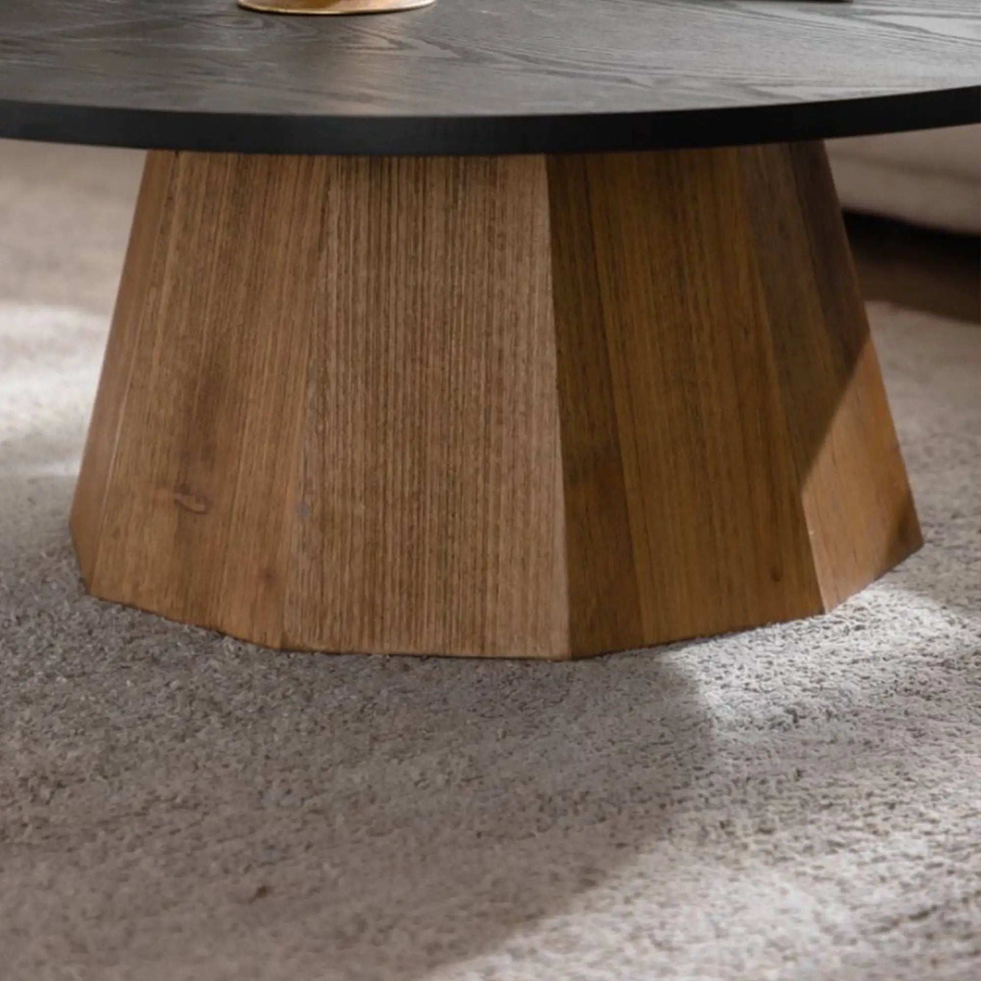 Round Coffee Table with Sturdy Pedestal Design by HouseOfZazla
