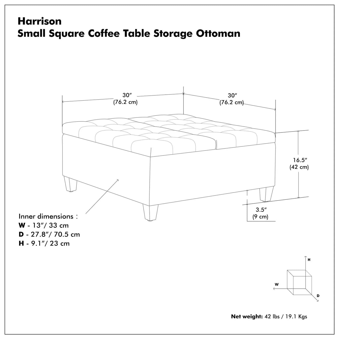 Harrison - Upholstered Coffee Table Storage Ottoman by HouseOfZazla