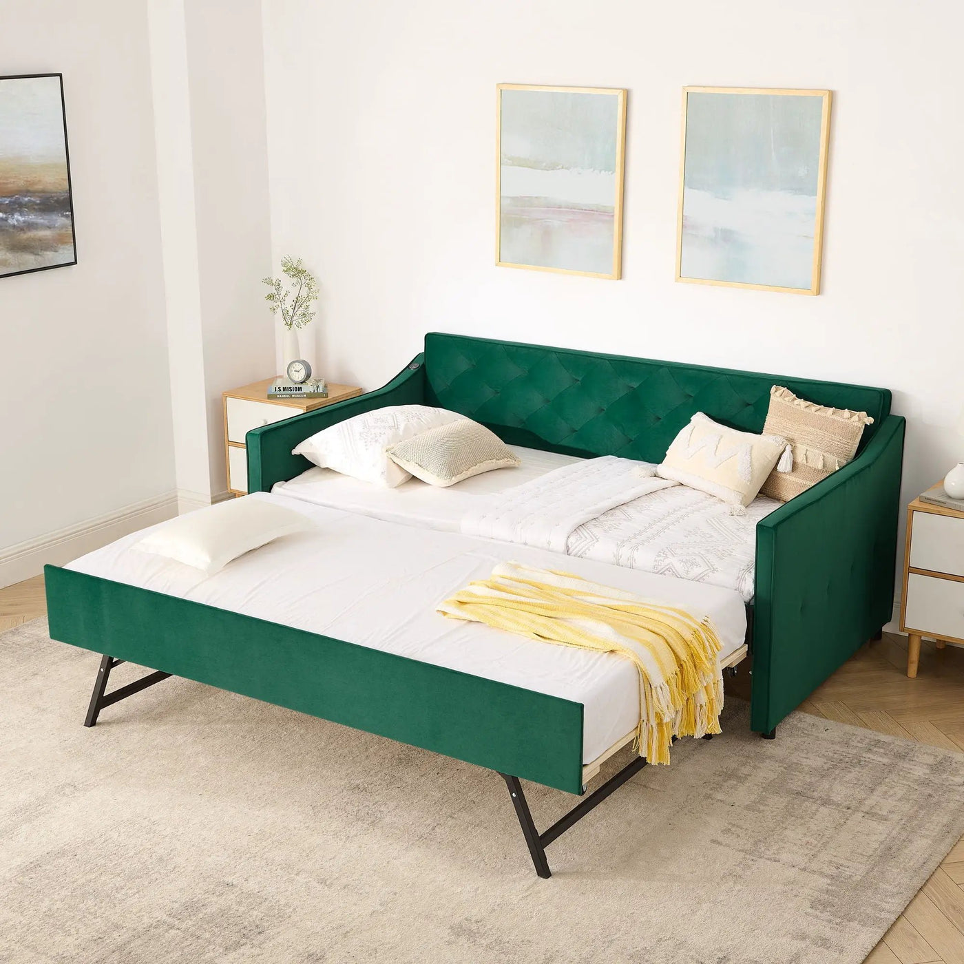 Daybed With Pop Up Trundle And USB Charging Armrest by HouseOfZazla