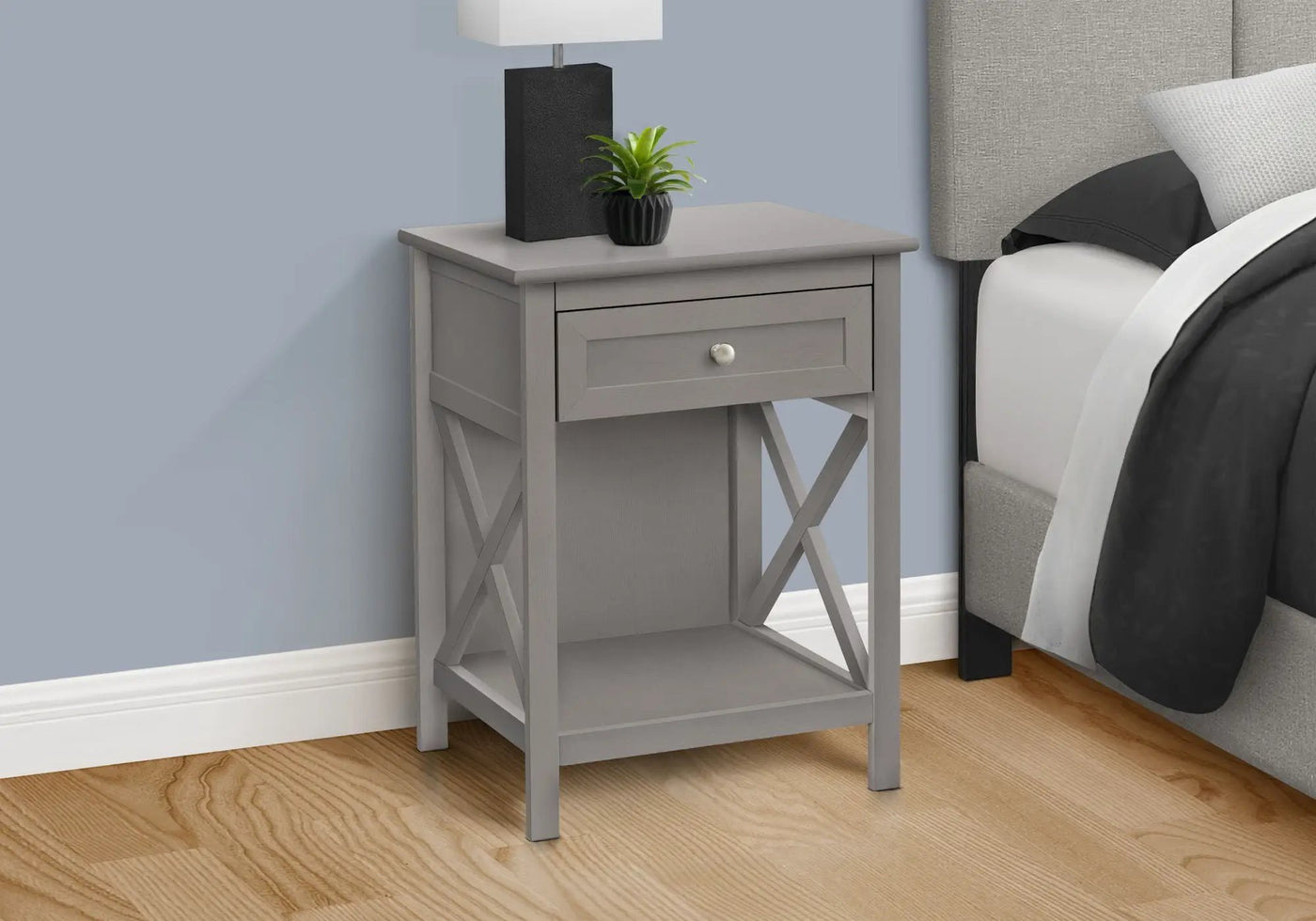 Accent End Table, 2 Tier, Storage Drawer, Transitional Style by HouseOfZazla