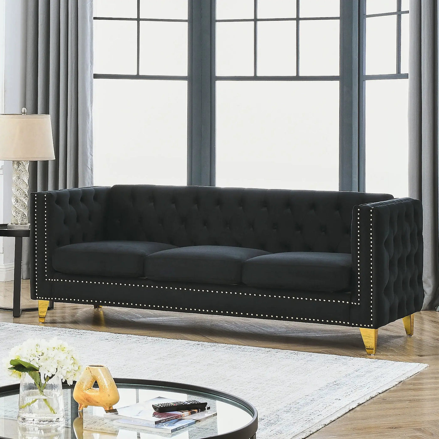 Modern Sofa With Button Tufting, Upholstered Couch For Living Room by HouseOfZazla