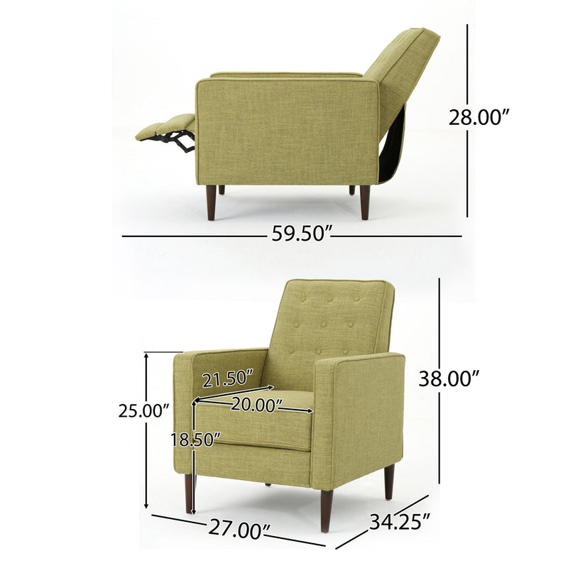 Mid-Century Modern Recliner With Button Tufted Waffle Stitch by HouseOfZazla