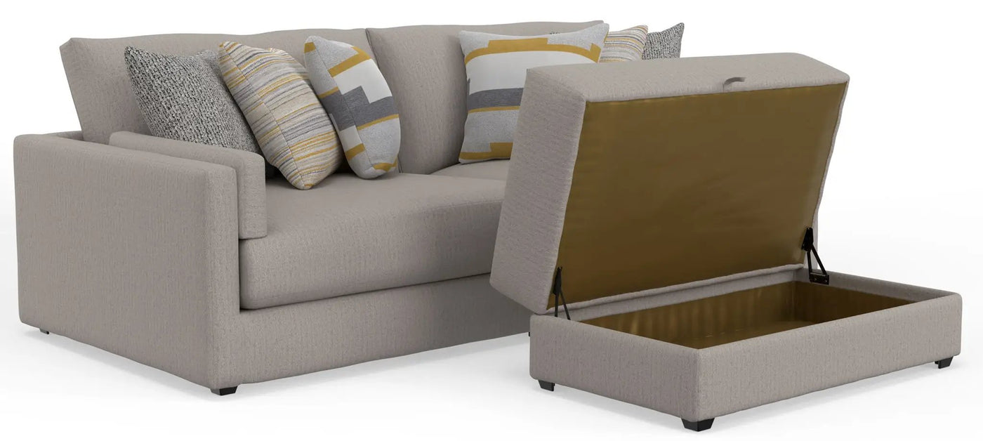 Trevor - Extra Deep Oversized Sofa With Included Storage Cocktail Ottoman by Unique Piece Furniture