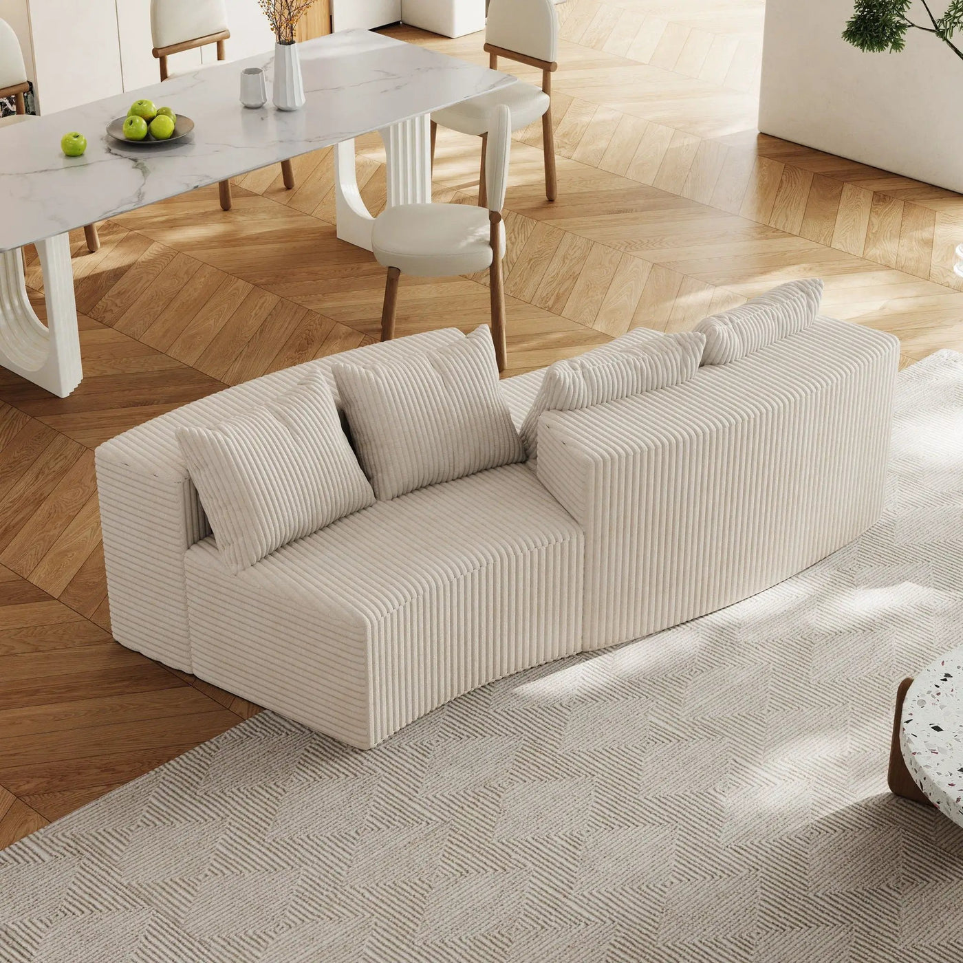 Curved Sectional Sofa With 4 Pillows, Modular Semi Circular Design by HouseOfZazla
