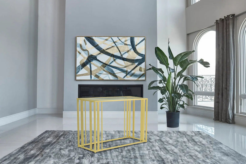 Adri Glass Top Entryway Console Table Matte Brass by Unique Piece Furniture