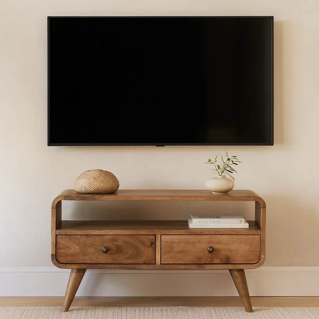 Mini Curved Media Unit - Oak by HouseOfZazla