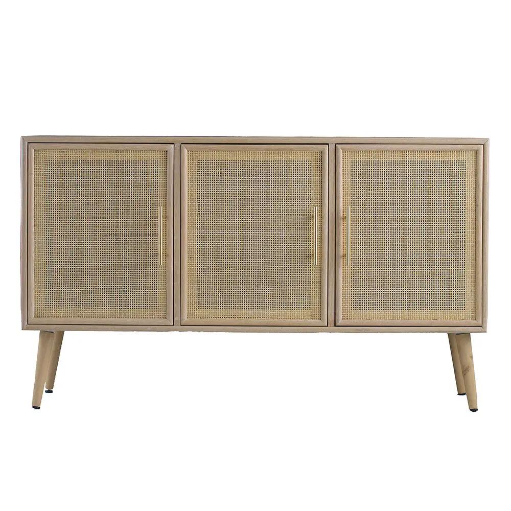 Wooden Accent TV Cabinet With 3 Doors - Brown by HouseOfZazla