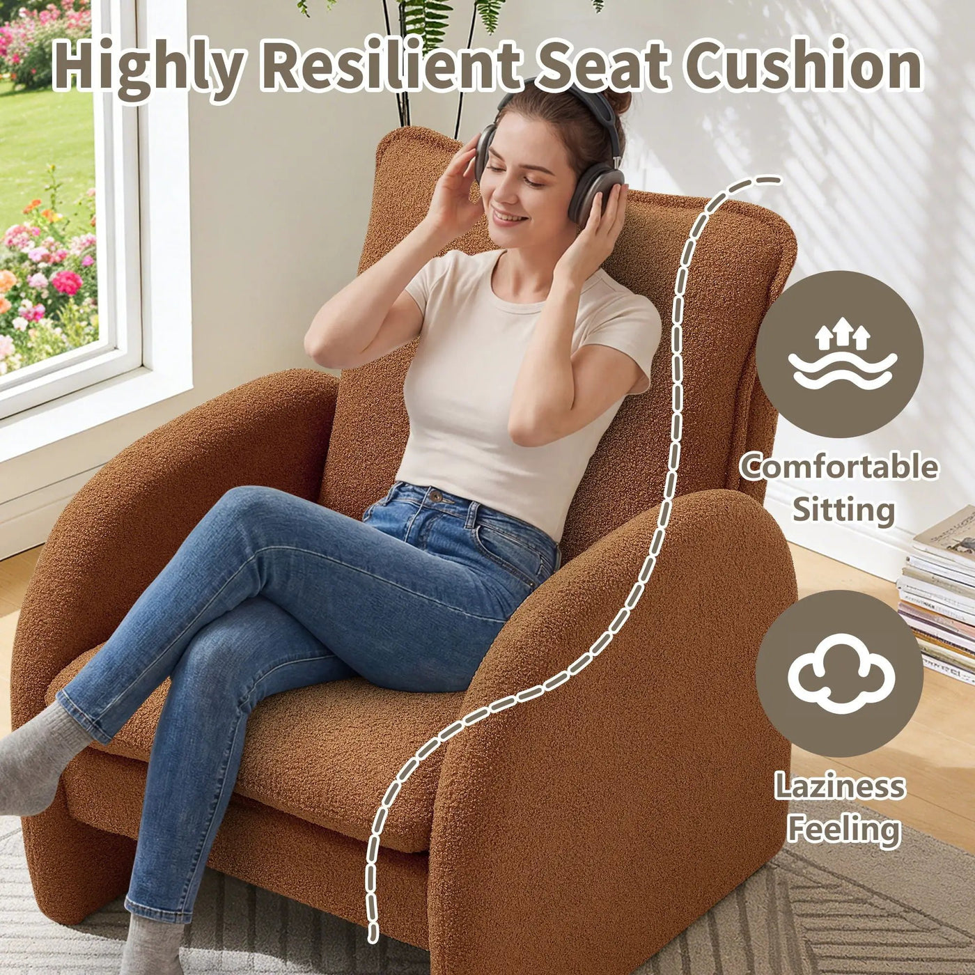 Modern Sherpa Upholstered Accent Chair, Comfortable Living Room Armchair, Lounge Chair For Bedroom, And Office by HouseOfZazla