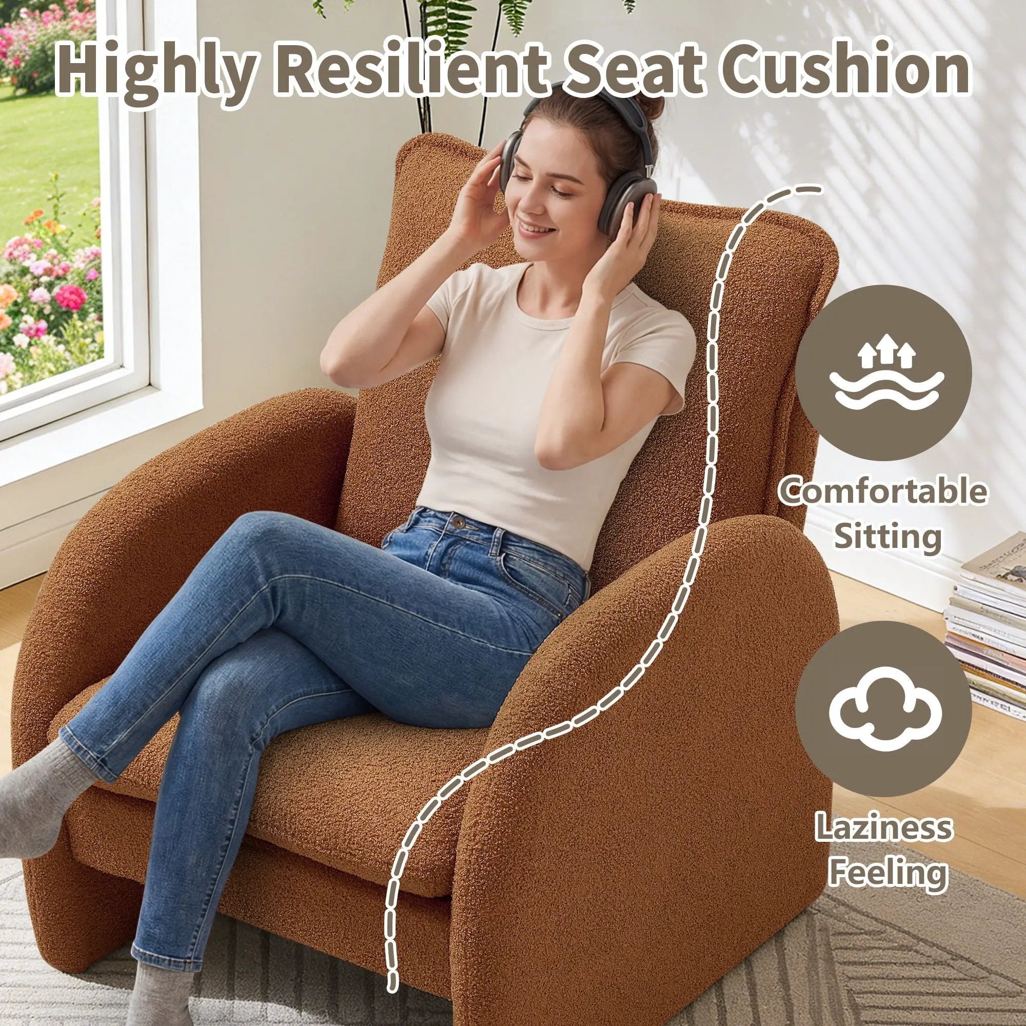 Modern Sherpa Upholstered Accent Chair, Comfortable Living Room Armchair, Lounge Chair For Bedroom, And Office by HouseOfZazla