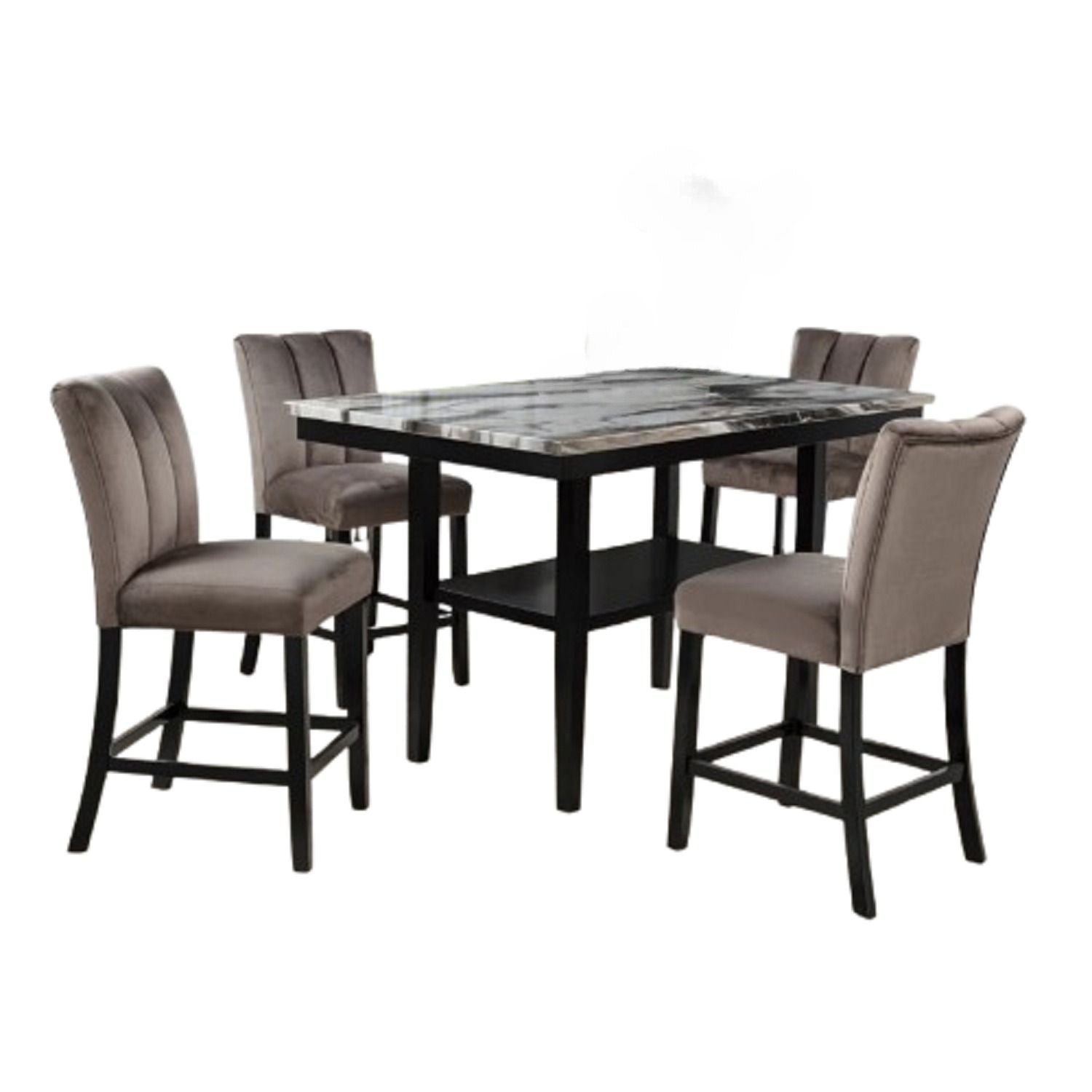 5 Piece Counter Dining Set With Table, Chairs - Black / Brown by HouseOfZazla
