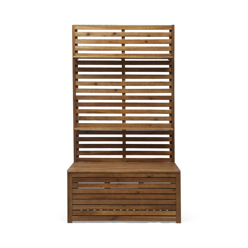 Storage Bench With Rack - Teak by HouseOfZazla