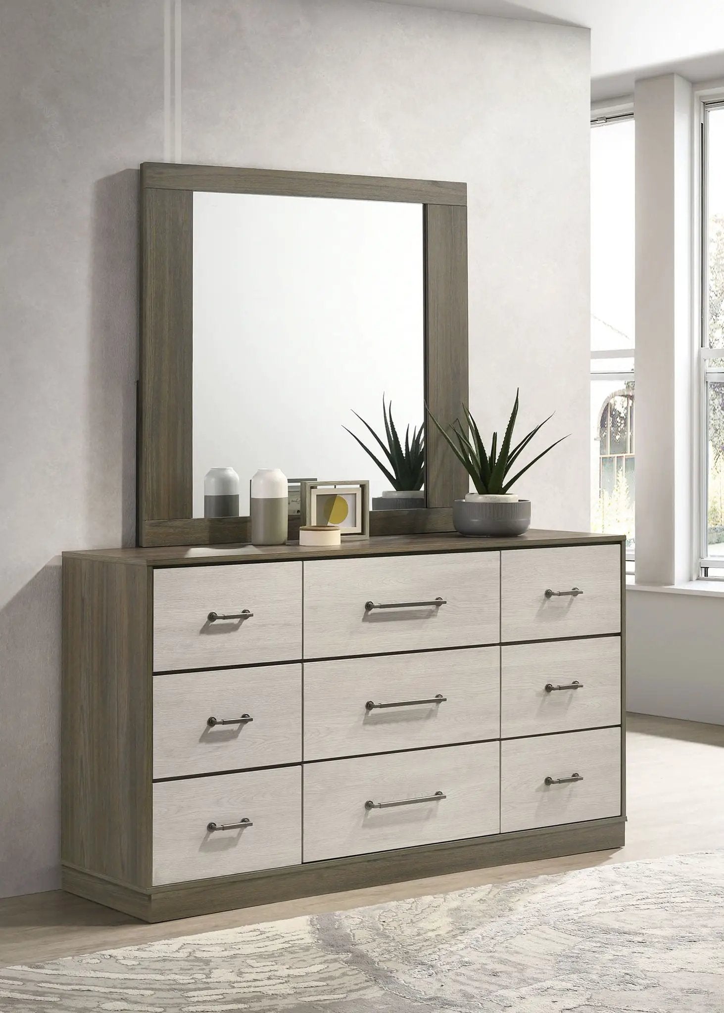 Fenwick 9-drawer Dresser with Mirror Grey Oak by Unique Piece Furniture