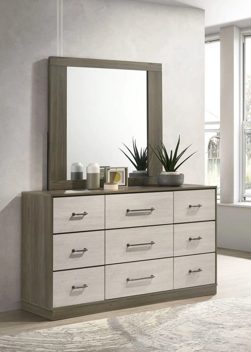 Fenwick 9-drawer Dresser with Mirror Grey Oak by Unique Piece Furniture